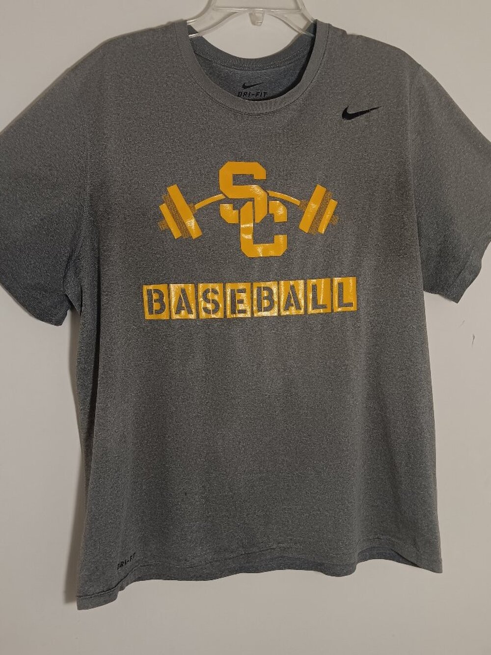 Nike USC Trojans baseball dri-fit shirt gray gold Trojans steel training tee